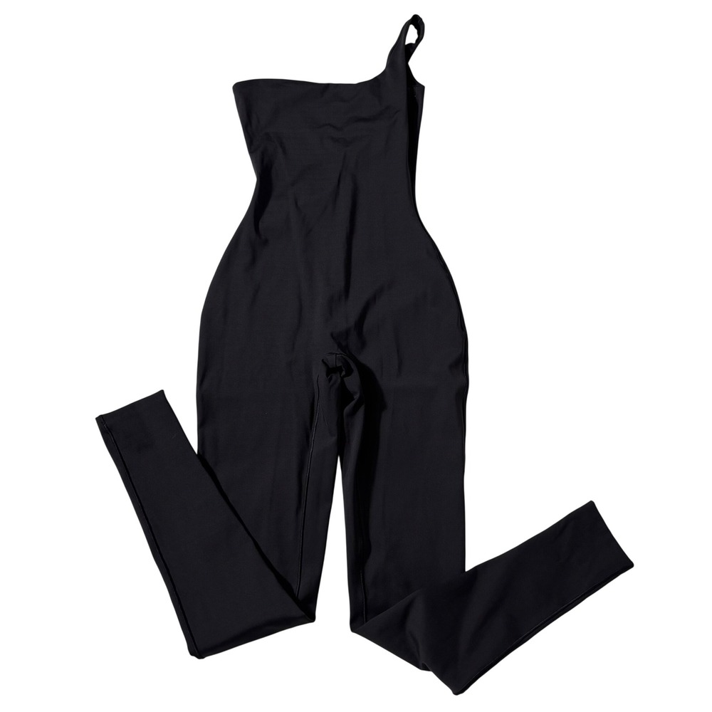 Skims Fits Everybody One Shoulder Catsuit Onyx Black Jumpsuit XS